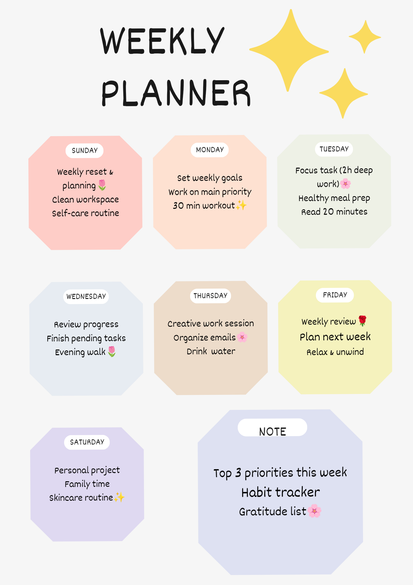 Weekly Planner Printable | Aesthetic Minimal Template — 🍰 🌸 romanticize your routine