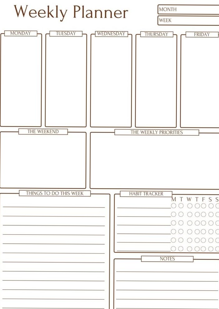 🌈 🖌️ Weekly Planner Printable for College & ADHD Focus | romanticize your routine