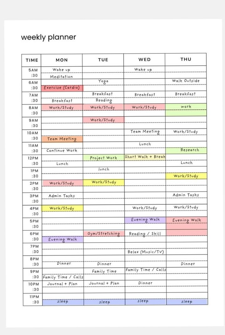 Weekly Planner Printable | Half Hour Time Blocking Schedule — 🥂 💌 romanticize your routine