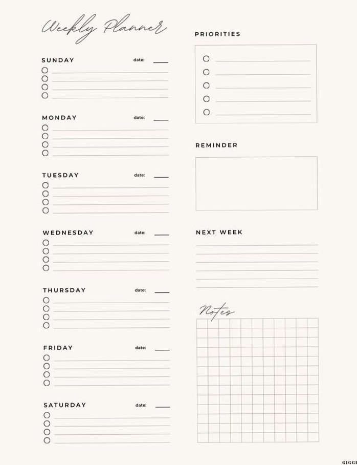 📊 📅 dream life manifestation: Weekly Planner Printable — Neutral Template | Instant Download