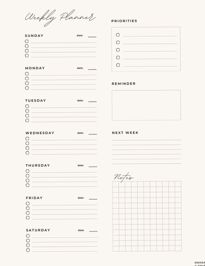 📌 📊 Weekly Planner Printable — Neutral Template Instant Download | secret to staying productive