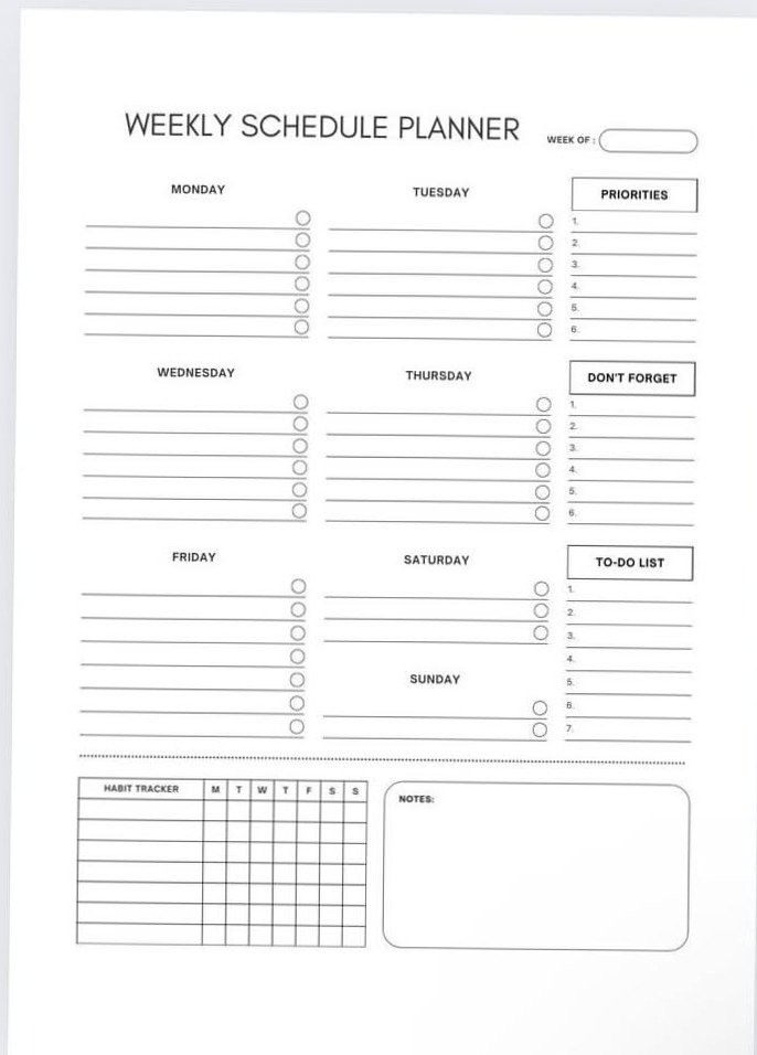 🍰 🌸 Weekly Schedule Planner: Printable Task & Goal Organizer (PDF) | dream life manifestation