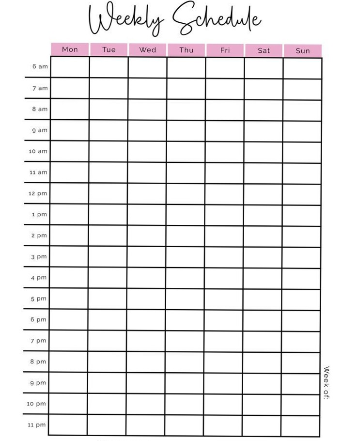 📌 📝 Weekly Schedule Template | Free Printable Planner Design | romanticize your routine