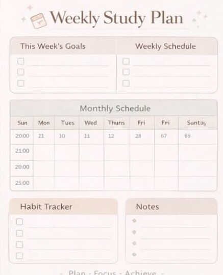 Weekly Study Plan Template | Aesthetic Student Planner Secret — 💌 🌸 stay inspired all year long
