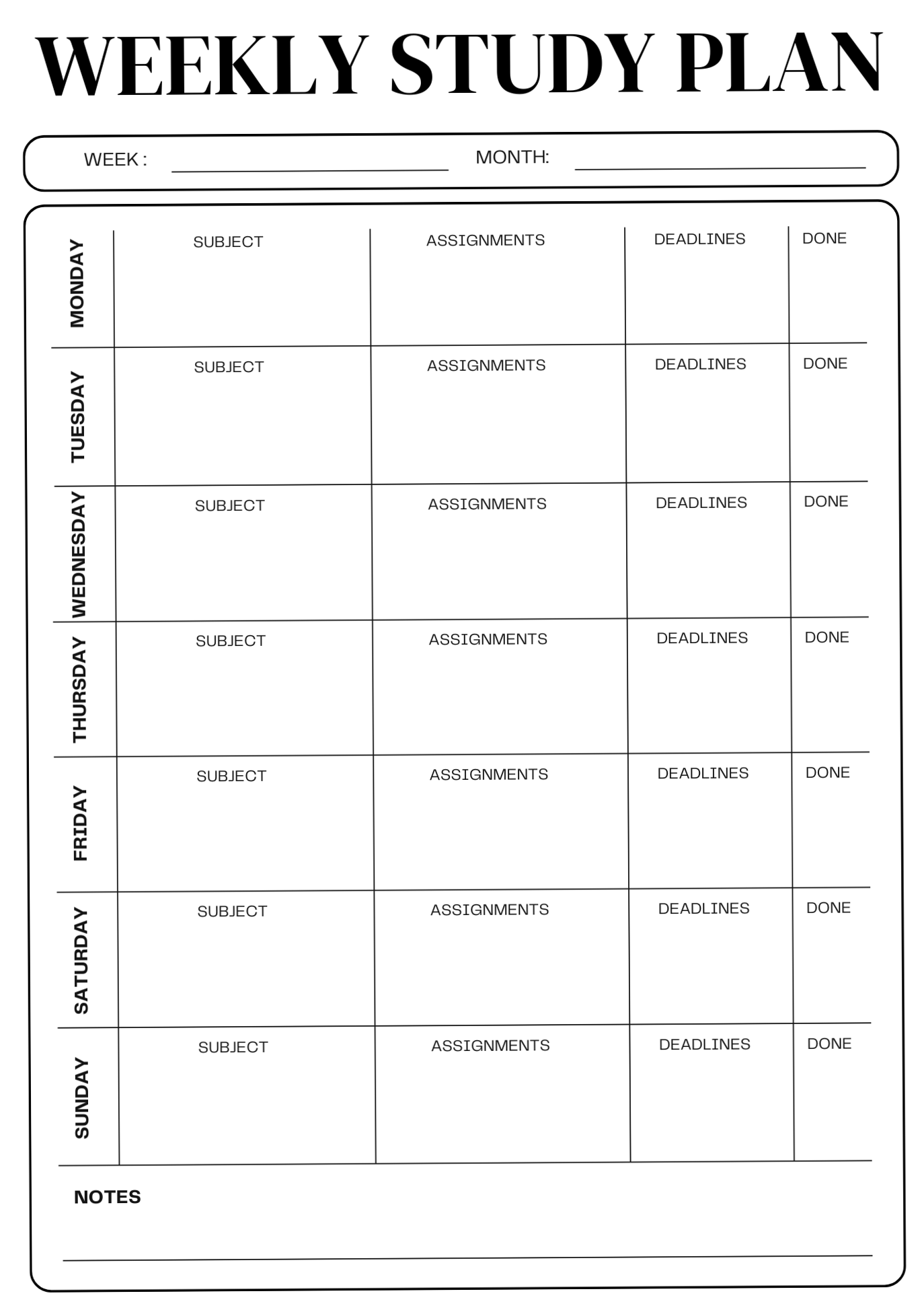 📌 🖇️ Weekly Study Planner — A4, A5, US Letter | romanticize your routine