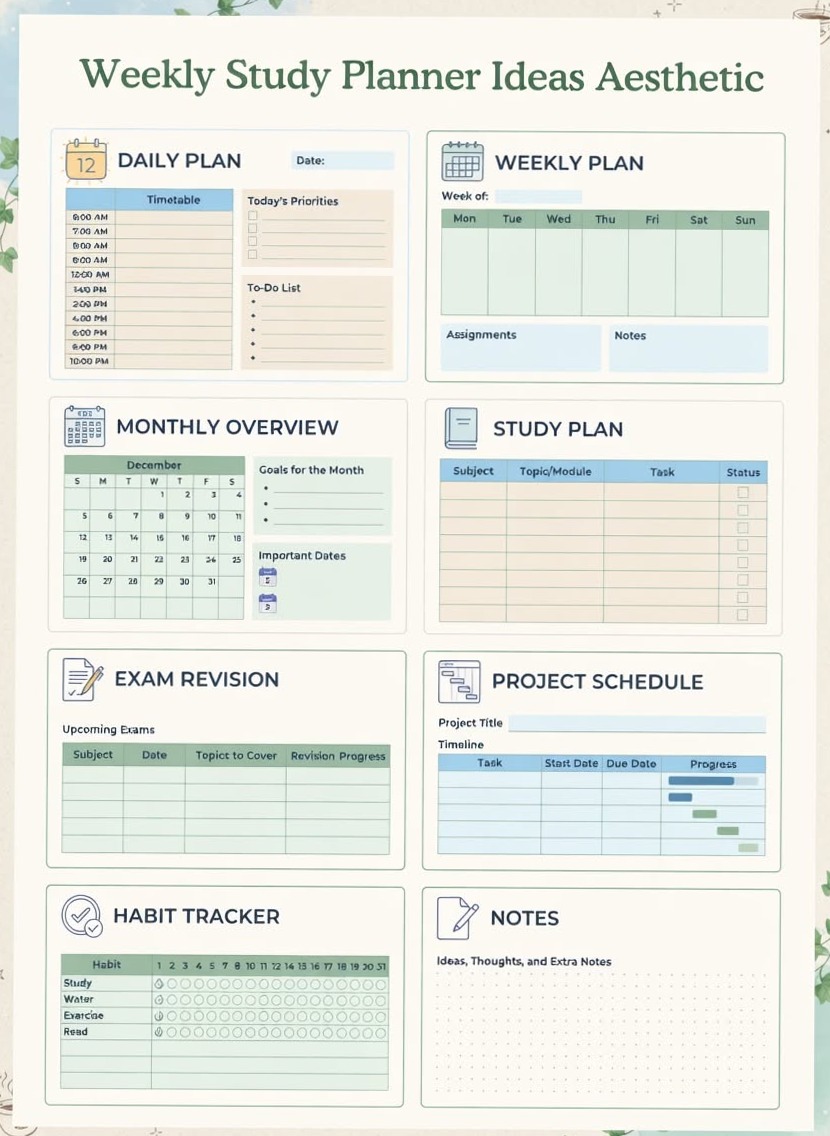 Weekly Study Planner Ideas Aesthetic | Organize Your Week in Style — 💎 📍 dream life manifestation