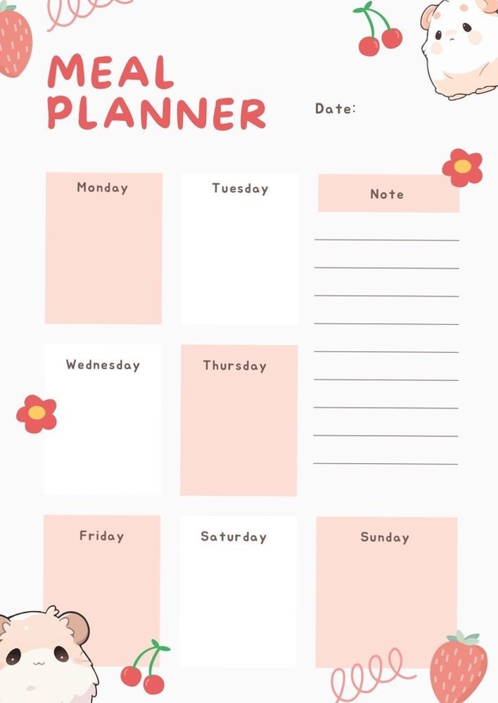 🎨 📍 Wöchentlicher Essensplaner – Druckfertig & Organisiert | dream life manifestation