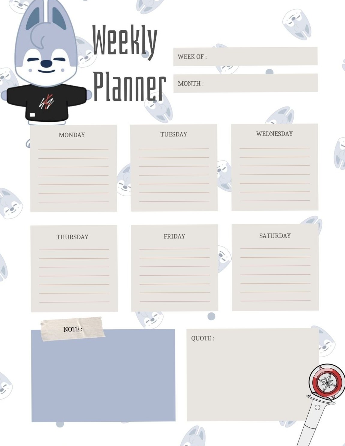 Wofl Chan Weekly Planner — Digital Design & Creative Planning Tool — ✨ 🎀 secret to staying productive